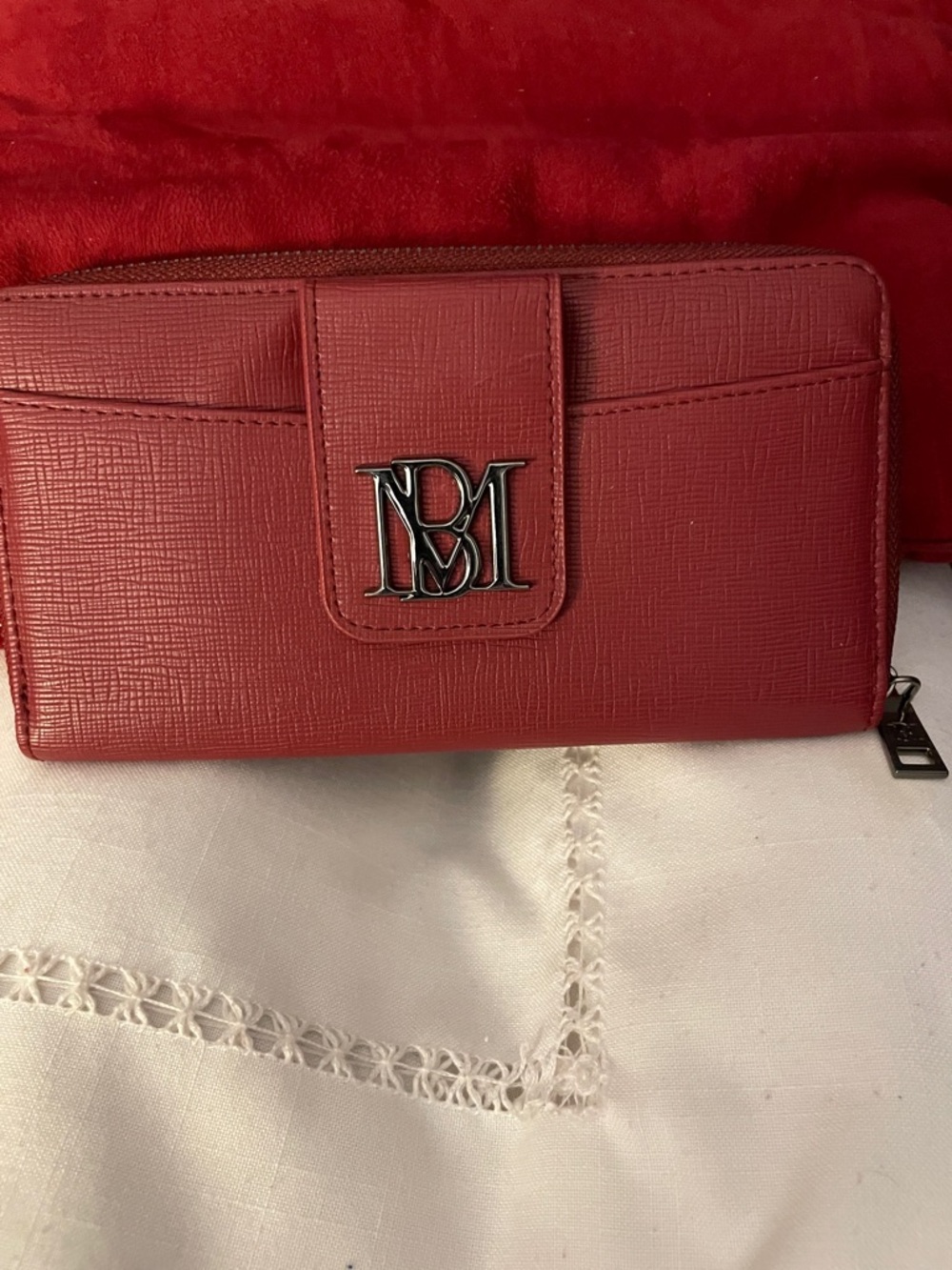 Badgley Mischka Red Zip Around Wallet Never Used No Tags